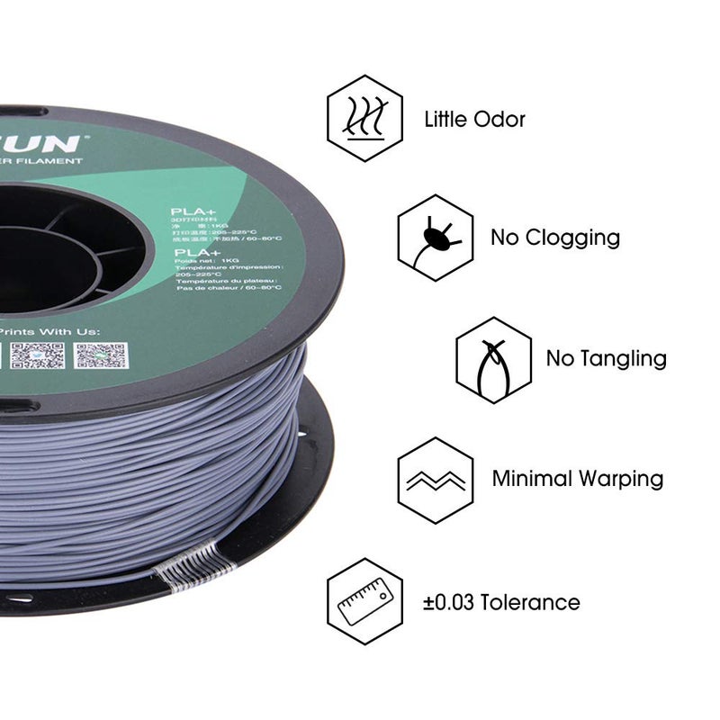 eSUN PLA PRO (PLA+) 3D Printer Filament, Dimensional Accuracy +/- 0.03 mm, 1kg, Plastic Spool, 1.75mm, Gray - Image 5